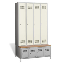 #03 STANDARD 4 PLUS – 4+4-türiger Kleiderschrank mit Einbaubank und Schuhschränken, RAL 9010